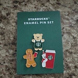 Starbucks Festive Enamel Pin Trio - Red, Green, Brown